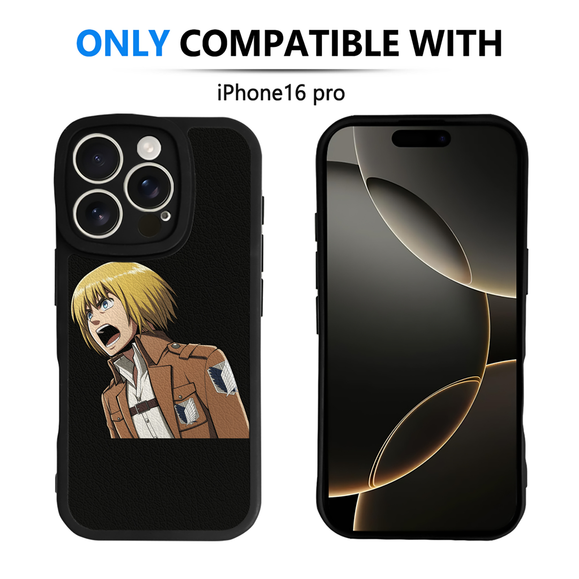 （画像用） 進撃の巨人 アルミン·アルレルト Attack on Titan Armin Arlert 【iPhone 16シリーズ対応】シリコンスマホケース（レザー調） 材質：シリコン